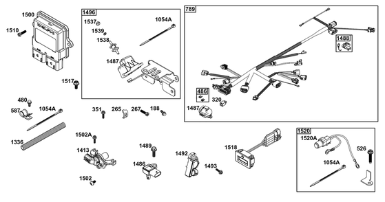 Controls Group Diagram and Parts List for 61G477-0106-J1  Briggs and Stratton Engine